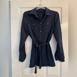 J. Jill Wearever Collection navy blue long-sleeve belted shacket/jacket